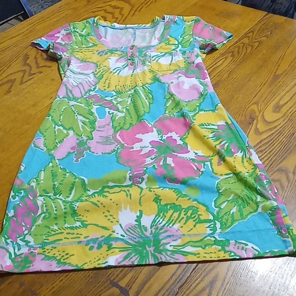LILLY PULITZER Womens XS Floral Dress Stretch Used Preowned Summer COTTON - Picture 1 of 10